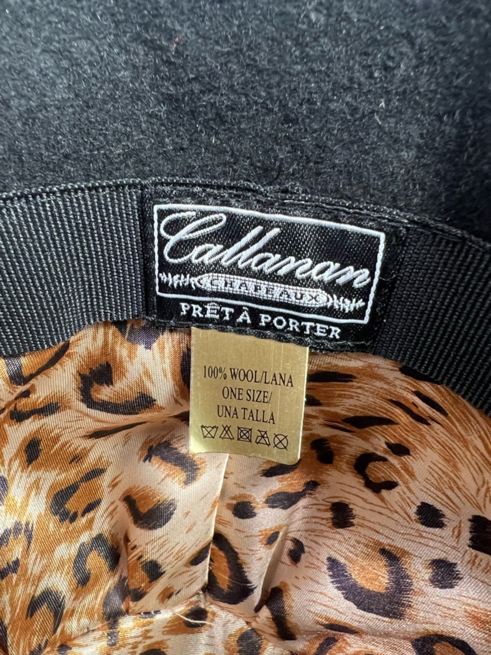 Vintage Callanan Chapeaux Pret A Porter Wool Hat Leopard Bow Zipper - Picture 9 of 13